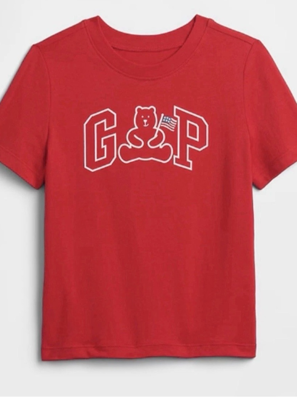 New with tags, GAP Kids size 5 Red Tee with Teddy and American Flag